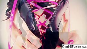 Kendall Karson Teases with Stockings Fetish Touching Pussy and Tits Nude