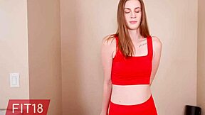 Lilly Jade, a 6-foot-tall skinny model, gets creampied during a gym casting interview in POV