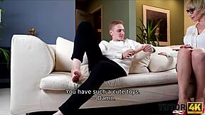 tutor4k guy makes move on blonde tutor after discovering her sex toys