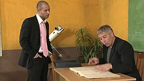 School secretary bent over and fucked hard in classroom