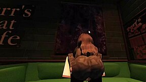 Woman in cafe with ripped leggings we had sex