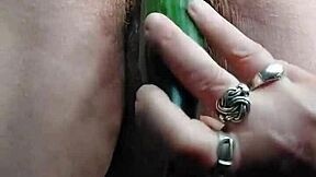 oma fucks pussy with cucumber