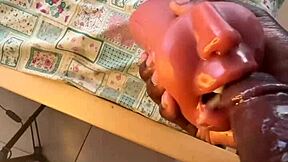 After work, I aggressively deep throat this huge monster cock sextoy and cum so fast