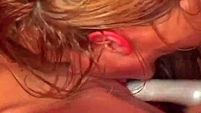 Watch Mindy sucking Sandy's pussy in the sauna, sexy blonde lesbians?