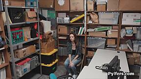 Stealing Big Tit Teen Busted and Fucked in Backroom