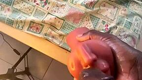 After work, I aggressively deep throat this huge monster cock sextoy and cum so fast