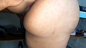 i feel the big-assed woman's passion in the kitchen with the inexperienced young man