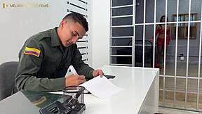 Colombian prostitute fucks police officer in Medellin jail during Spanish porn shoot