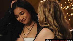 Intense lesbian audit where she seduced me with big tits