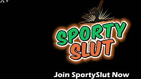 Roundest Butt and Puffiest Pussy on Tall Skinny Babe Playing with Fitball!