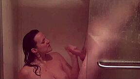 extremely horny mature cougar in the shower receives huge facial cumshot from amateur