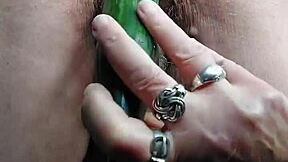 oma fucks pussy with cucumber