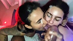 Lucky with Two Hot Big-Ass Women Ending in Facial Cumshots