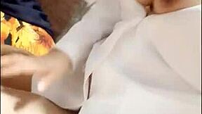 the old woman gets intense vaginal sex, held by legs, trying to get comfortable for deep tight action.