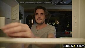 Hot stepmom squirts over stepsons cock during christmas