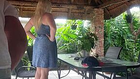 creampie fucks best friend's wife on patio