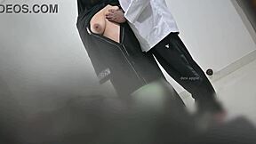 hijab muslim lady examined by doctor in hospital