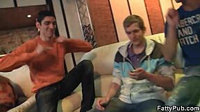 Fatty Gets Fucked In Wild Group Anal!