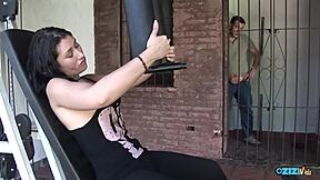 gym babe's shaved pussy licked and fucked intensely