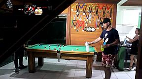 The Old Husband Loses The Snooker Match And Sees His Wife With Small Tits Get Oral And Sex From His Friend