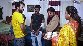 desi mallu bhabhi hardcore sex in different positions with four local desi boys gangbang at home