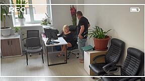 Office Fuckfest: Slut Ravished While Hubby’s Home