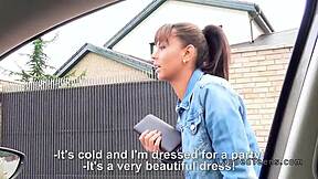 Beautiful teen bangs outdoors