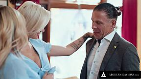 perfect wife shares hot threesome with husband and lookalike girl