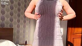 Cute girl in a sexy sweater gets creampie