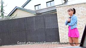 Beautiful teen bangs outdoors