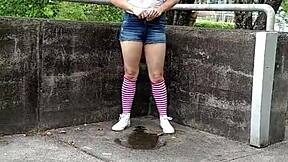 Risky public piss at a hydroelectric plant, just a piss whores mid-day fantasy.