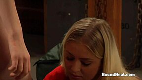 busty lesbian slave with big natural tits moans during whipping punishment