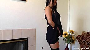 Brunette Gabby Quinteros rubs her big clit