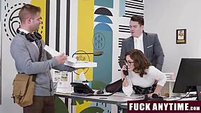 Milf boss allows employee to freeuse big tits teens in office.