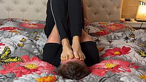 Asian Girl Dominates Man in Intense Foot Fight Wrestling