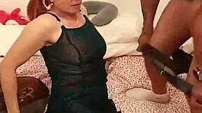 mature latina enjoys family time while dad works at home