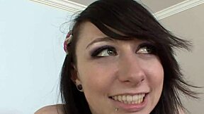 Slutty brunette gets her shaved pussy pounded by a big white dick sqf