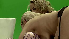 Fishnet and garter group scene with bridgette b and natasha marley