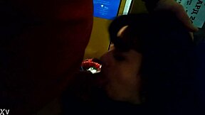 Retro Blue Film Oral Scene Captured On Video