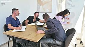 Italian teacher lena coxx drenched in cum after office dp gangbang