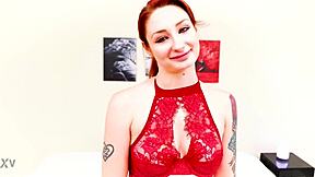 violet monroe all natural redhead takes big cock pov deepthroat facefuck and swallows cum