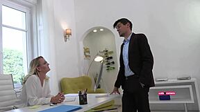 secretaries in high heels get fucked hard by muscular boss in office quickie