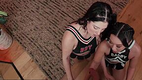 vr bangers teen brunette cheerleaders lick pussies and fuck hard in taboo ffm threesome