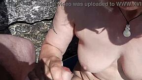 Piss And Spunk On The Beach With Amateur Housewife