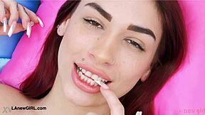 red haired model shows her sex body