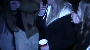 Teen babe teases at university party before getting pussy pounded hard