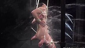 hogtied brunette slut gets rough water bondage fucking