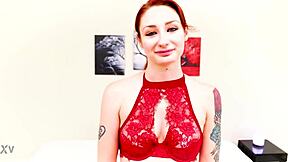 violet monroe all natural redhead takes big cock pov deepthroat facefuck and swallows cum