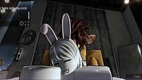 Roblox Bunny Femboy Enthusiastically Rides Cock In Intense Session