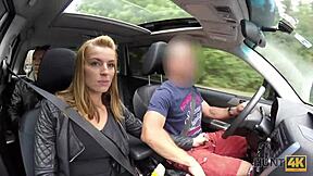 Young Well-Rounded Girl Seeks Cash Outdoors in Public Pickup Scenario